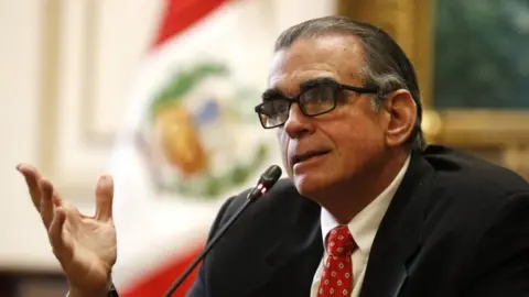 EPA Congress Speaker Pedro Olaechea speaking during a news conference on 1 October 2019