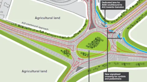 National Highways Part of the plans for the Wheatcroft roundabout