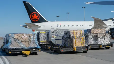 Air Canada Air Canada plane with cargo