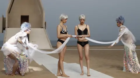 Getty Images Models in Cardin's designs