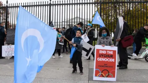 Getty Images Anti-China protesters outside the White House last month