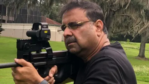 Supplied Indian-American Danny Gaekwad, who has a private shooting range at his Florida home, is a strong Trump supporter and believes his American Dream will be safe only with Trump’s Law and Order agenda.