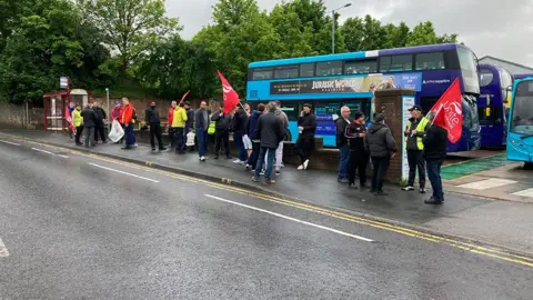 BBC Pickets at bus station