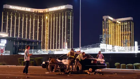 Getty Images Police guard famous Las Vegas hotels