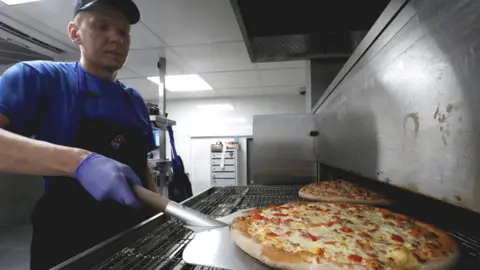 Domino's Pizza worker in Moscow