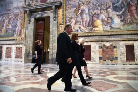 Getty Images Mr Pompeo visited the Vatican as part of his three-day official trip to Italy