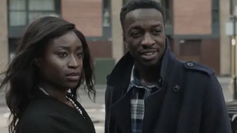 Tenisha White Adele Oni who plays Jade and Zephryn Taitte who plays Rory in the film No Shade