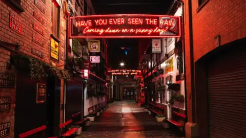 Getty Images Lights outside the Duke of York pub in Belfast