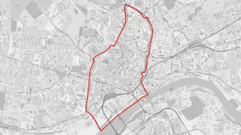 Newcastle City Council Map of revised Clean Air Zone