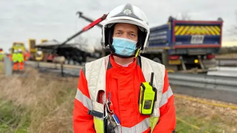 Steve Hubbard/BBC Cambridgeshire Fire and Rescue incident commander Vinnie Crook said