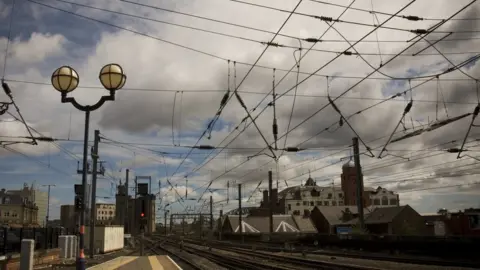 Getty Images View of Newcastle skyline from City's railway station