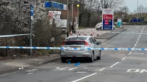 Leicester Media News Scene of e-scooter crash on Rutherford Road