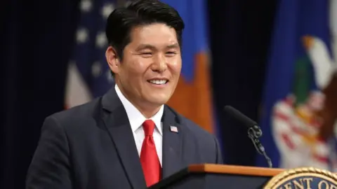 Getty Images U.S. Attorney for the District of Maryland Robert Hur delivers remarks during Deputy Attorney General Rod Rosenstein's farewell ceremony at the Robert F. Kennedy Main Justice Building May 09, 2019 in Washington, DC.