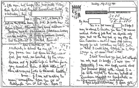 FBI Extract from letter from Jeremy Thorpe to 'Bruno'