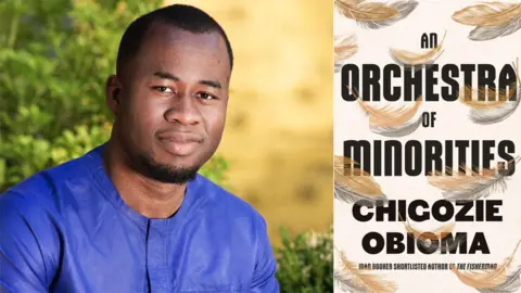 Jason Keith/Little Brown Chigozie Obioma and the book jacket for An Orchestra of Minorities