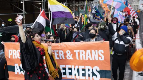 Erica Lansner Iman at a trans asylum seeker march