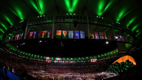 Getty Images wide shot of Rio 2016 opening ceremony