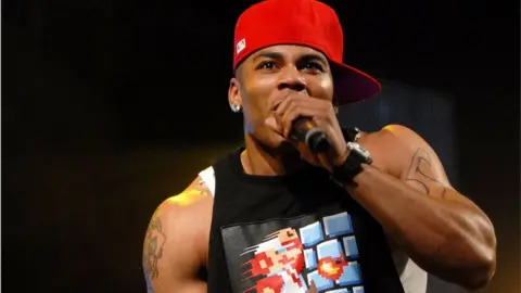 BBC Nelly pictured on stage in 2008 at Radio 1's Big Weekend