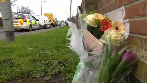 Flowers at murder scene