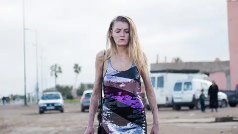 MODERN FILMS Vicky Knight walking towards camera in the film