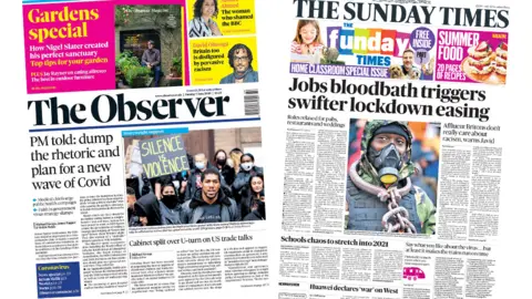 The Observer and The Sunday Times front pages 7 June
