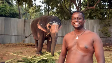 BBC Arjun, the caretaker, and Akila, the elephant