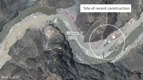 BBC BBC annotated image of construction in Galwan Valley