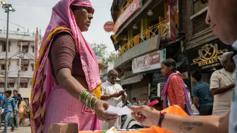 Getty Images A voter in Delhi in the general election