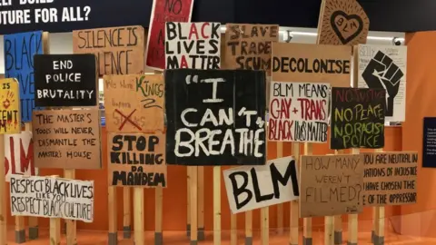 BBC Signs from Black Lives Matter protests on display at the exhibit