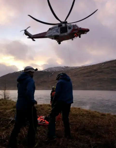 Lochaber MRT Coastguard helicopter and Lochaber MRT