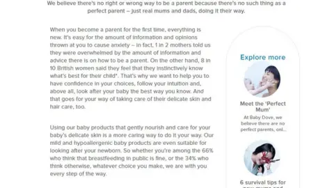 Unilever Baby Dove's website