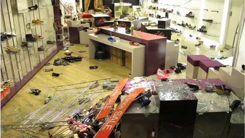 Getty Images Looted shoe shop