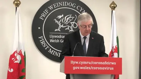 BBC Mark Drakeford at today's press conference