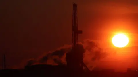 Getty Images A view of the Rosneft oil rig drilling the first exploration well in the Khatanga Bay as part of the East Taimyr oilfield