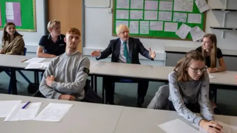 Reuters Boris Johnson in a classroom