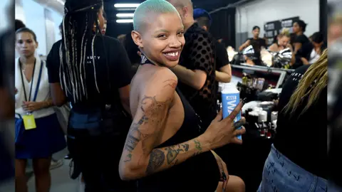 Getty Images Model Slick Woods backstage at New York Fashion Week