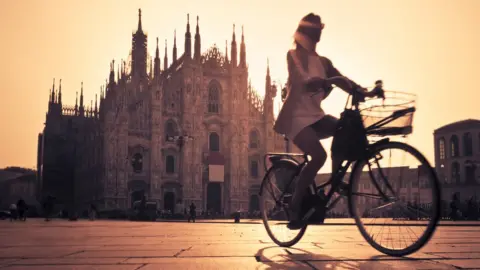 Getty Images Cycling in Milan, Italy