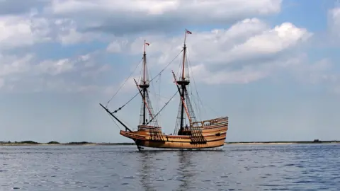 Boston Globe/Getty Images The Mayflower II replica vessel