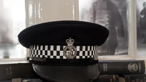 Museum of Policing in Devon and Cornwall/MOPIDAC. Preserved police hat at Tavistock museum