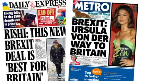 Daily Express and Metro front pages