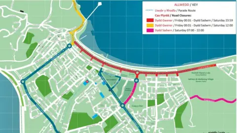 Conwy Council A map showing road closures