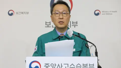 EPA Second Vice Health Minister Park Min-soo speaks during a press briefing