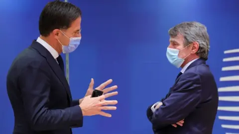 Reuters Dutch Prime Minister Mark Rutte speaks with European Parliament President David-Maria Sassoli