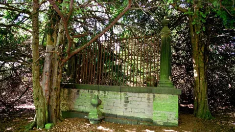 Ian Swift Gated grave surrounded by trees