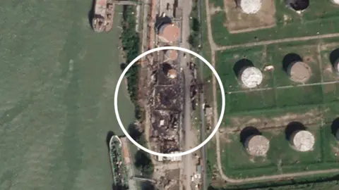 Planet Labs PBC Damage to Reni port seen on satellite images