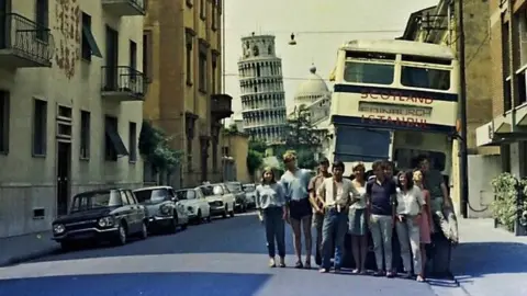 1968 CRD253 Group The gang in front of the bus in Pisa
