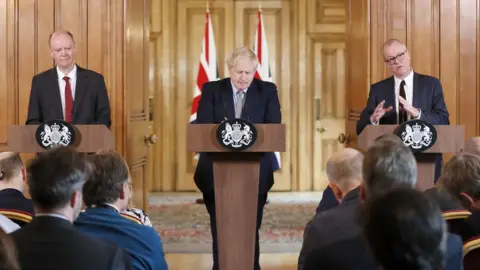 PA Media Sir Chris Whitty, Boris Johnson, Sir Patrick Vallance