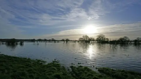 Getty Images flooded farmland near Bangor on Dee in North East Wales