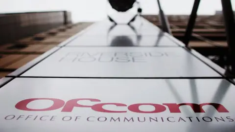 Getty Images Ofcom logo on the front of its headquarters