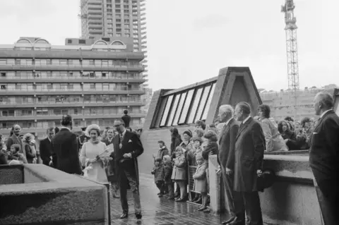 Historic England/John Laing Collection Queen attends Barbican opening